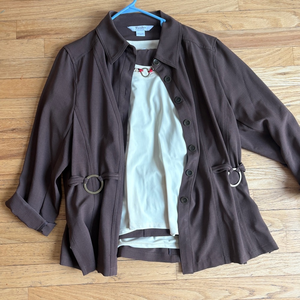 TanJay Brown Blazer with Ring Details